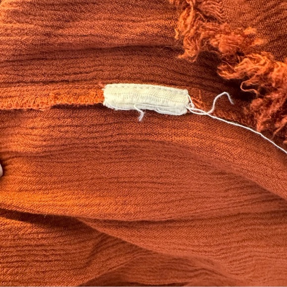 Free People Wild Dreams Embroidered Tunic Top Dress Rust Long Sleeve Peplum - Picture 7 of 9